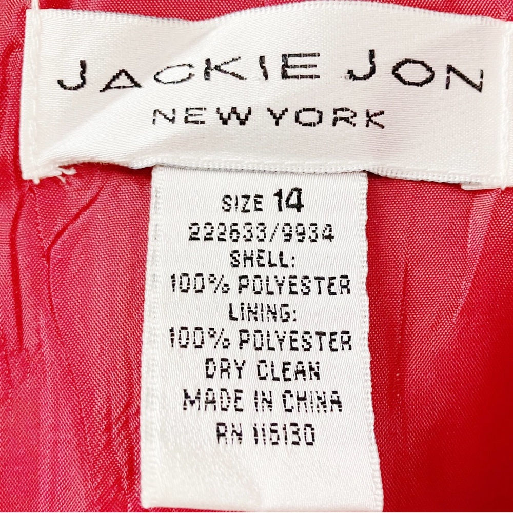 Vintage Y2k Career JACKIE JON NEW YORK Blazer Jacket SZ 14 Red Party Classic - Picture 8 of 8